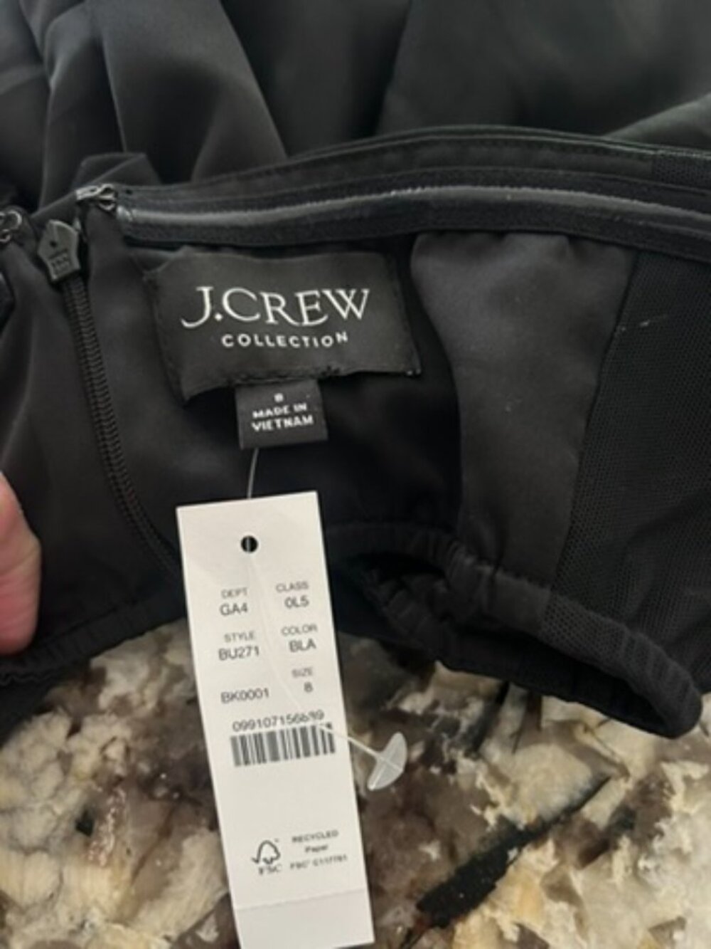 JCrew Collection Gwyneth Black Satin Strapless Dress NEW with tags size 8 - Picture 2 of 3